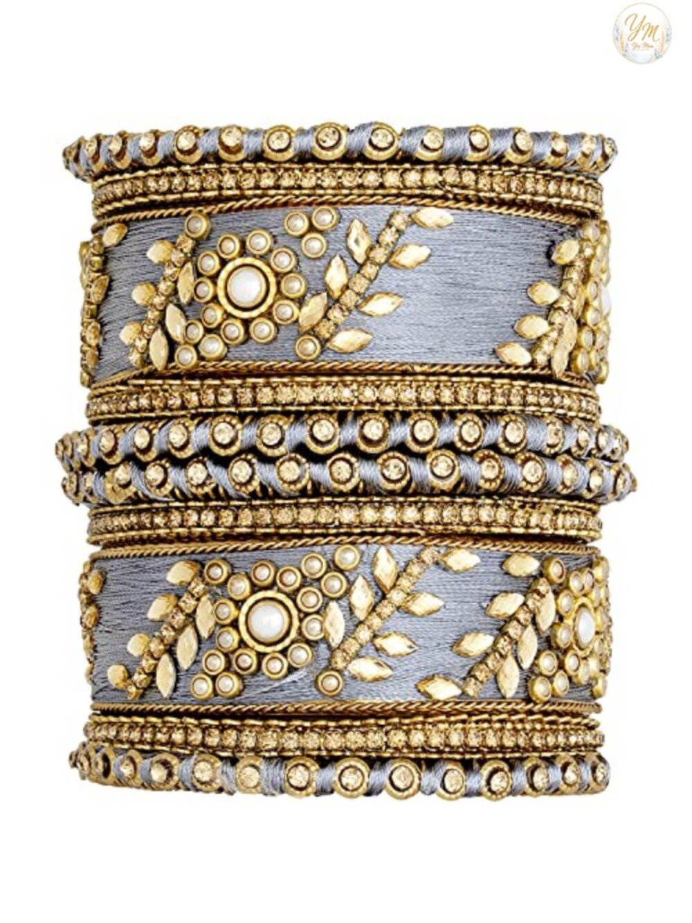 Silk Thread Faux Stone Studded Bridal Bangle Set Handcrafted Ethnic Jewelry